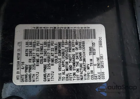 2016 Nissan Rogue S z USA, uszkodzony, nr VIN JN8AT2MV3GW130699